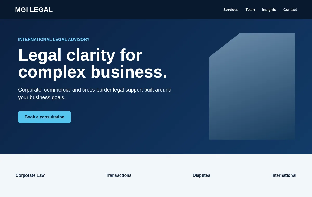 MGI Legal website preview