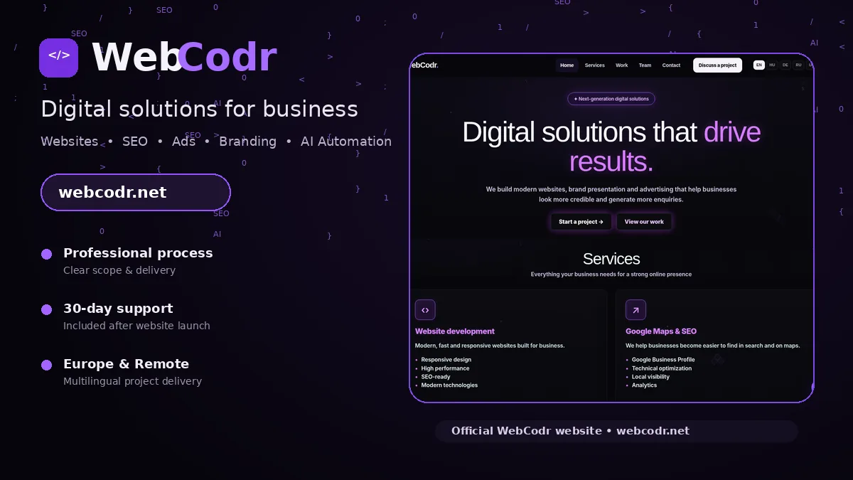 WebCodr digital solutions for business — websites, SEO, advertising, branding and AI automation